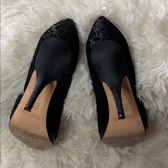 WHBM Black on Black Floral Peep Toe Pump- Size 7.5 - Picture 7 of 7